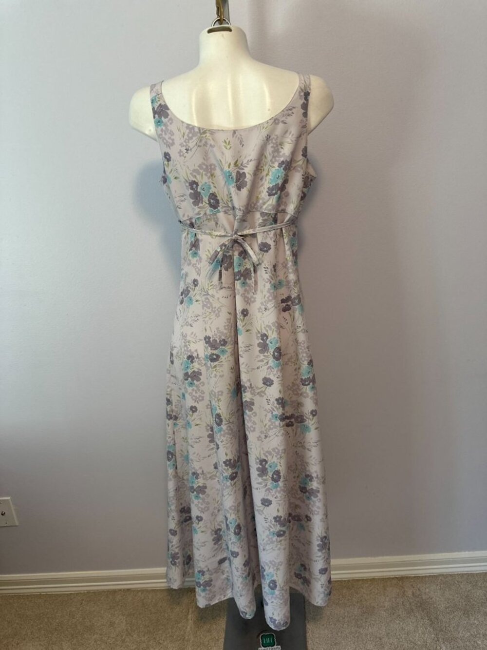 Vintage 90s Lavender Slinky Dress Floral Bias Cut Whimsigoth Practical Magic L - Picture 6 of 7